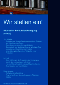 Mitarbeiter Produktion/Fertigung (m/w/d)